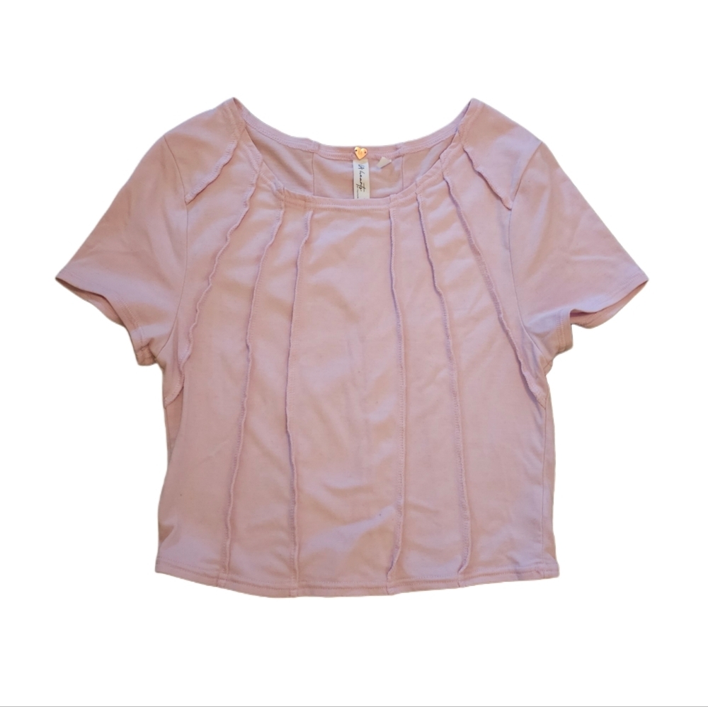 PacSun LA Hearts Crop Top Pink Pastel Short Sleeve XS